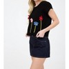Women's 3d Crochet Floral Short Sleeve Sweater Top - Blu Pepper - 3 of 4
