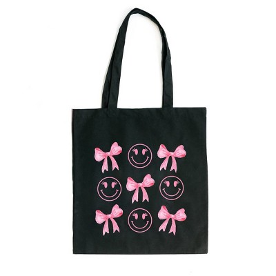 City Creek Prints Smiley Face Coquette Chart Canvas Tote Bag - 15x16 - Black