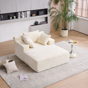 Okak Modern Oversized Corduroy Longue Sleeper Sofa Chair with Pillows,Deep Seat Single Sofa for Living Room,Apartment,Guestroom - 1 of 4