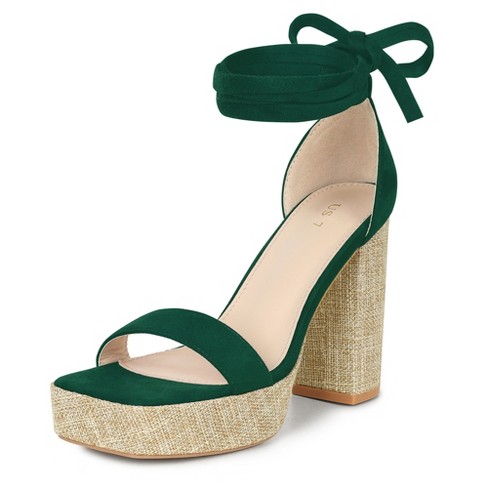 Emerald green lace up heels best sale