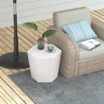 UPHA 24-Inch Hexagon Outdoor Coffee Table – Magnesium Oxide Coffee Table for Patio, Backyard & Garden