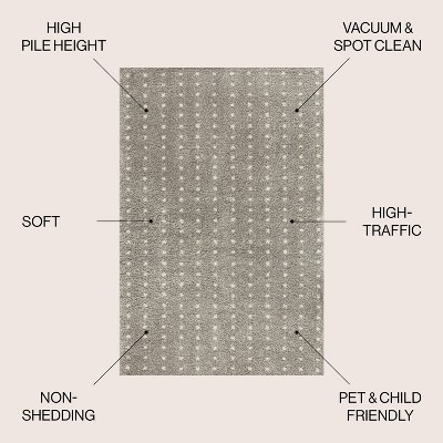 Ivory and Gray Geometric Dot Shag Area Rug