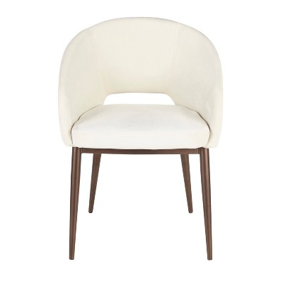 Cream Velvet Arm Chair with Copper Metal Legs