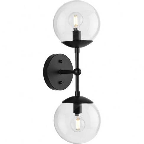 Progress Lighting Atwell 2-Light Wall Sconce, Matte Black, Clear Glass - image 1 of 1