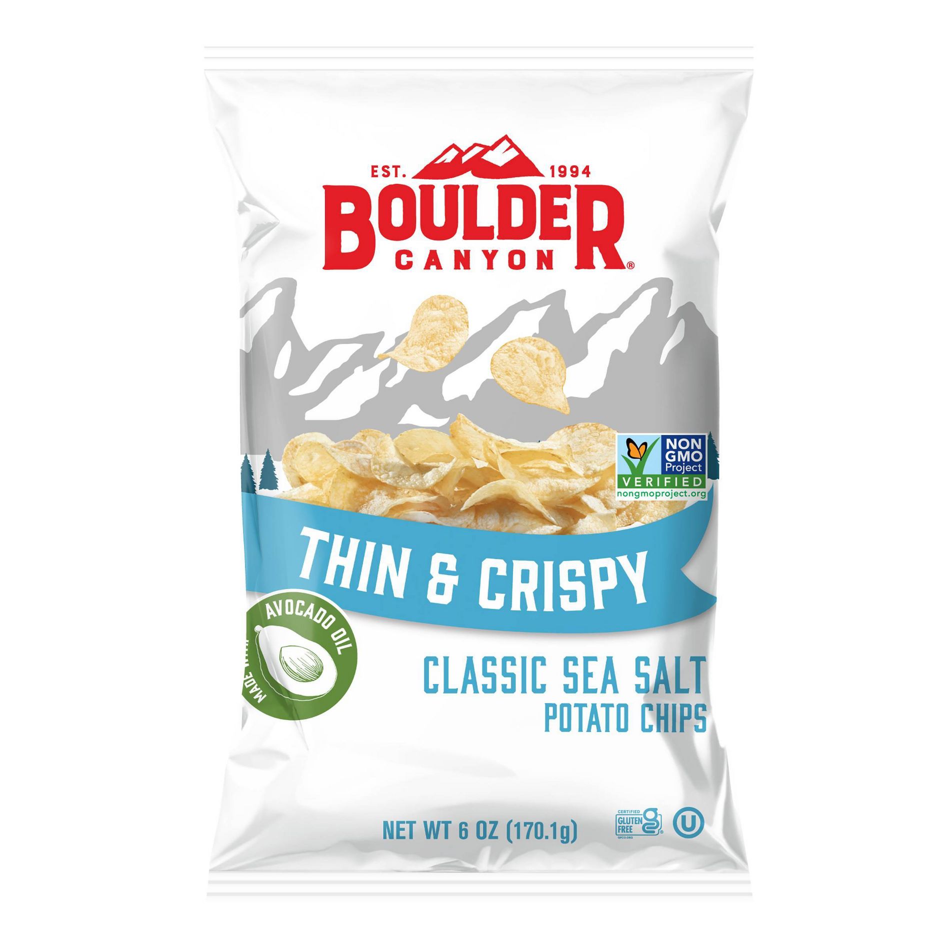 Boulder Canyon Avocado Oil Sea Salt Thin & Crispy Potato Chips - 6oz