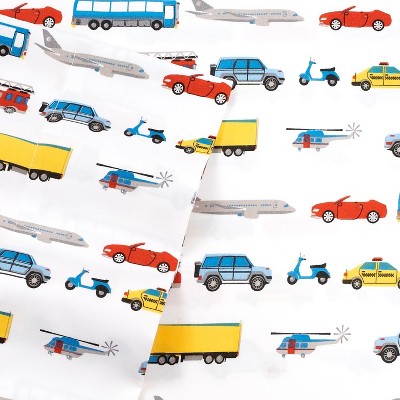 Blue Transportation Print Microfiber Twin Kids Sheet Set