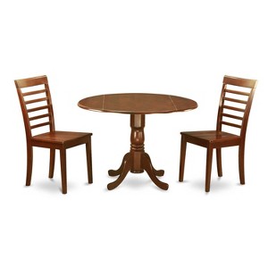 Modern Kitchen Table Set with Chairs - 5 Piece Round Dining Set, Mahogany Finish - 1 of 4