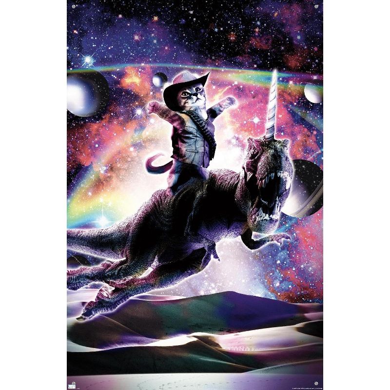 Trends International James Booker - Galaxy Cat on Dinosaur Unicorn In Space Unframed Wall Poster Prints, 4 of 7