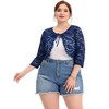 Agnes Orinda Women's Plus Size Shrug 3/4 Sleeves Lace Tie Neck Crop Bolero Cardigan - 3 of 4