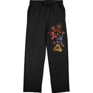 Five Nights at Freddy's Video Game Men's Mini Characters & Pizza Black Sleep Pajama Pants - 1 of 2