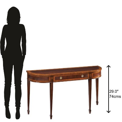 Mahogany Brown Demilune Console Table with Storage