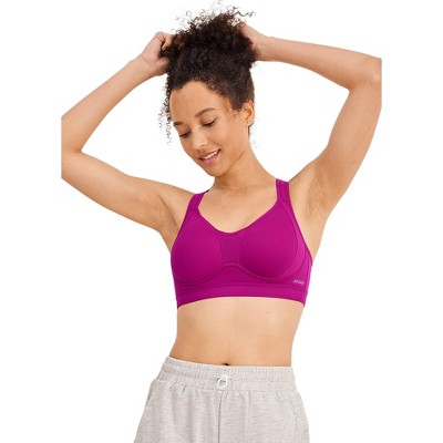 Jockey Forever Fit Women's Mid Impact Molded Cup Active Bra M Fab Fuchsia