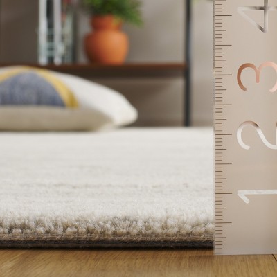 Light Grey and Beige Handmade Wool Tufted 4' x 6' Rug