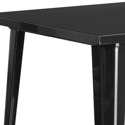 31.5'' Square Black Metal Indoor-Outdoor Bar Height Table