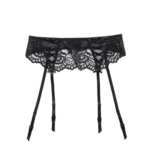 Adore Me Women's Enny Garter Lingerie L / Jet Black.