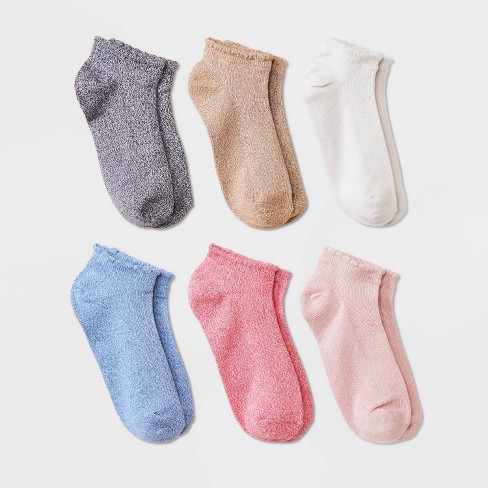 Girls' 6pk Super Soft No Show Ruffle Socks - art class™ Pink S