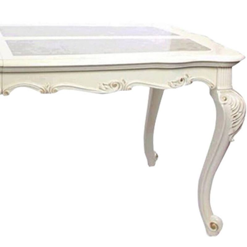 Chantelle 96&#34; Dining Tables Marble Top and Pearl White - Acme Furniture, 4 of 7