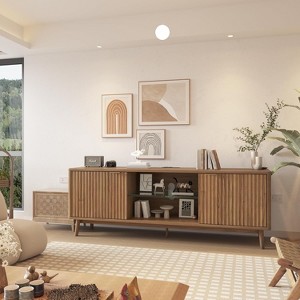 63 Inch TV Stand with Power Outlets, Entertainment Center with Adjustable Shelf & 2 Storage Cabinets, Modern Media Console for Living Room, Walnut - 1 of 4