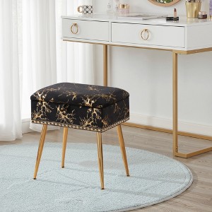 MAYEERTY Black Makeup Vanity Stool with Ottoman Footrest - Storage Included for Bedroom & Living Room - 1 of 4