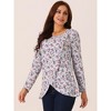 Seta T Women's Crew Neck Long Sleeve Asymmetrical Hem Floral Casual Tops - 2 of 4