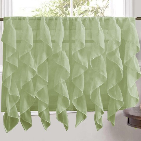 Sheer Voile Vertical Ruffle Window Kitchen Curtain by Sweet Home Collection® - image 1 of 3