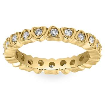Pompeii3 1/2CT Diamond Heart Eternity Ring in White, Yellow, or Rose Gold