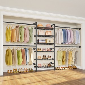 Timate P3 Closet Organizer System, Expandable Wall Mounted Clothes Rack, Industrial Pipe Garment Rack , Fits Spaces 6'4"-9'3" - 1 of 4