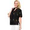 LA LEELA Women's Summer Casual Blouse Shirt Solid Blouses Button Down Short Sleeve Dress Tops Tee Hawaiian Shirts for Women - 3 of 3