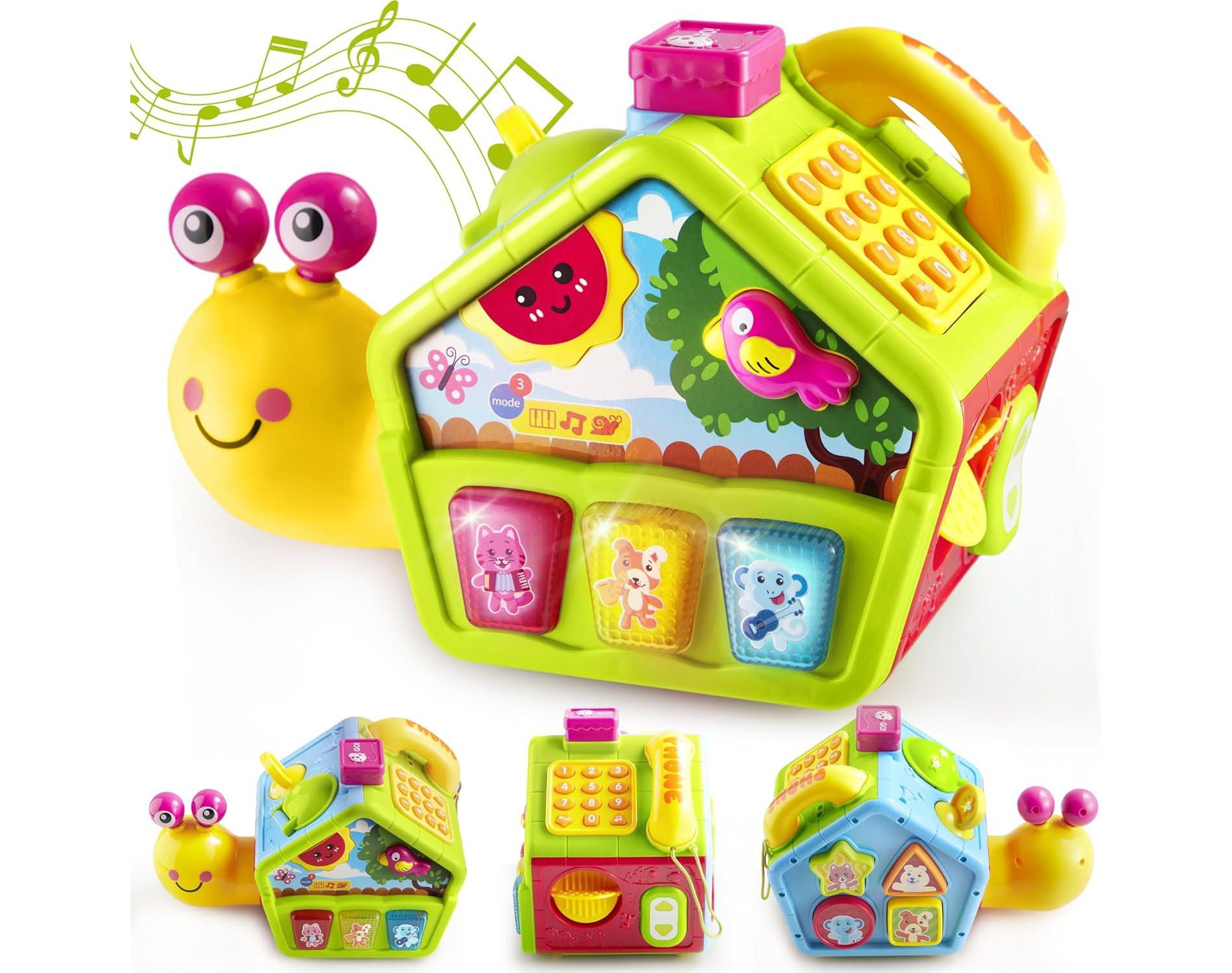 Joyfy Montessori Toys for 1 2 3 Year Old, Cute Snail Activity Cube for Baby Learning Educational Toy, Christmas Birthday Gifts for Boys Girls Aged 1-3