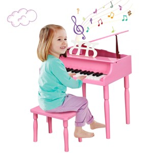 Infans 30-Key Classic Baby Grand Piano Toddler Toy Wood w/ Bench & Music Rack Pink - 1 of 4