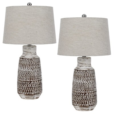 Cal Lighting BO-3087TB-2 150W 3 Way Scottsboro Ceramic Table Lamp and Hardback Taper Drum Soft Burlap Shade (Sold As Pairs)