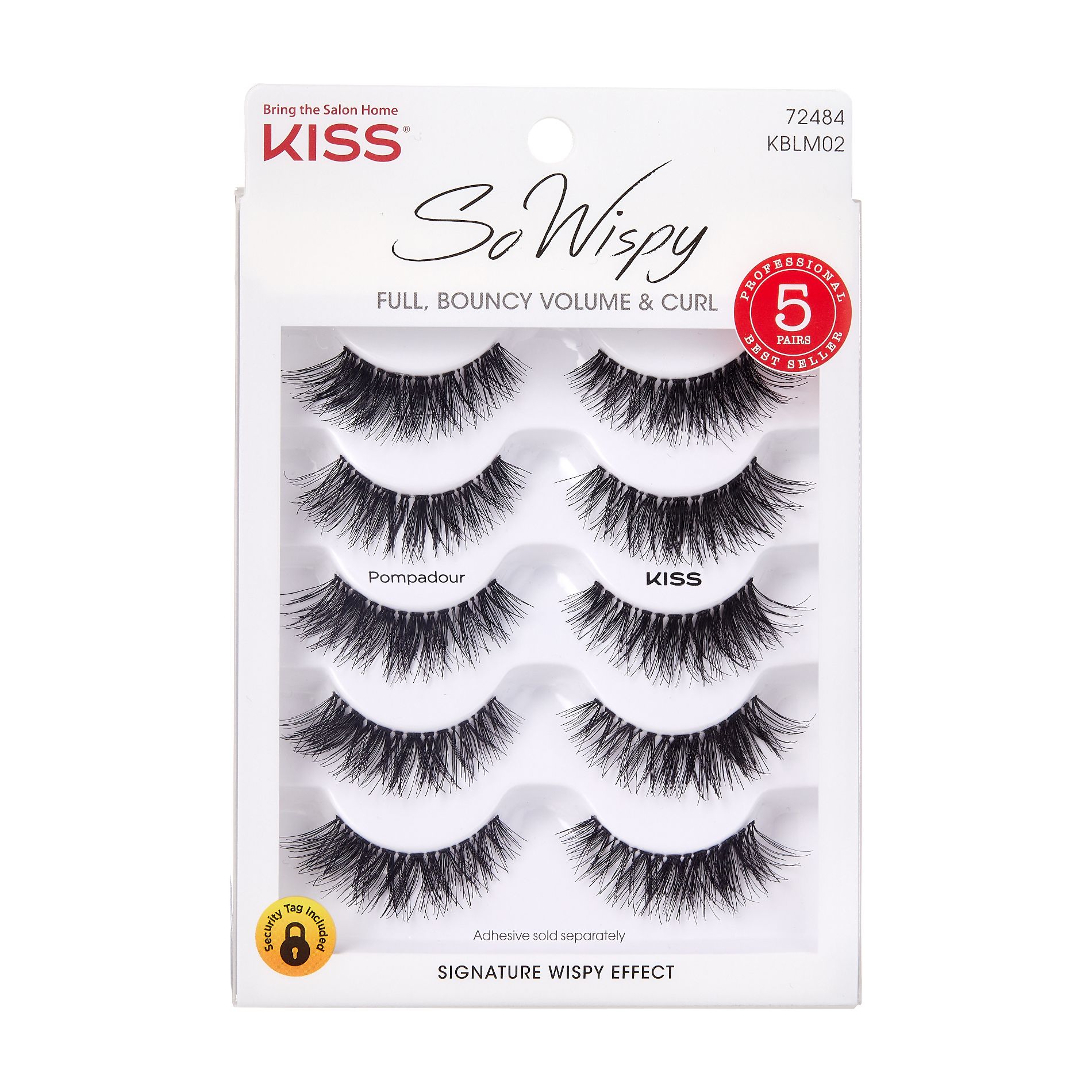 Kiss So Wispy False Eyelashes – Pompadour Easy to Apply Reusable Lashes – 5ct