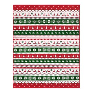 Oversart Christmas Party Machine Washable Area Rug Red/White/Green - 1 of 4