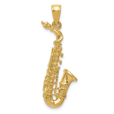 Black Bow Jewelry 14k Yellow Gold 3d Large Saxophone Pendant : Target