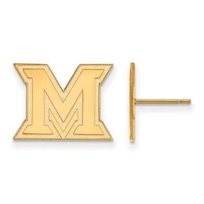 Black Bow Jewelry 10k Yellow Gold Miami Redhawks NCAA Post Earrings
