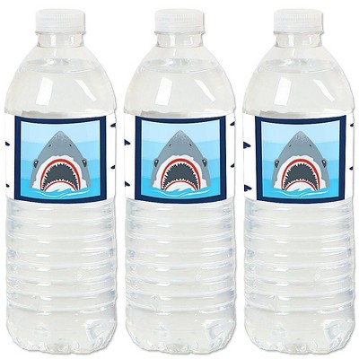 Big Dot of Happiness Shark Zone - Jawsome Shark Party or Birthday Party Water Bottle Sticker Labels - Set of 20