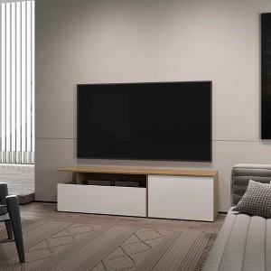 63.3" Particle Board TV Stand with Drop-Down Door and 3 Open Shelfs for Living Room and Bedroom - 1 of 4