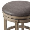 Maven Lane Alexander Swivel Backless Vegan Leather Counter Height Bar Stool, Reclaimed Oak/Ronan Stone - 3 of 4