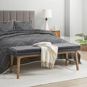 Ink+Ivy April Accent Bench Gray: Mid-Century Modern, Plywood & Wood Frame, Foam Filled, Removable Cushion, 400 lbs Capacity - 1 of 4