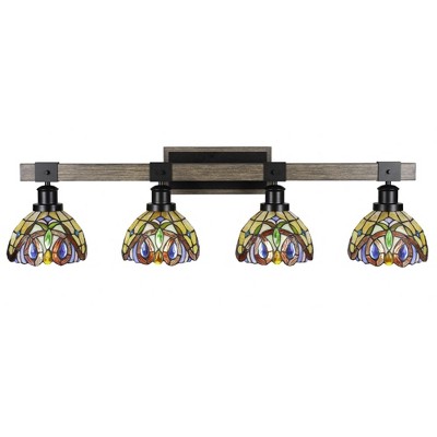 Toltec Lighting Tacoma 4 - Light Vanity in  Black/Painted Wood with 7" Lynx Art Glass Shade