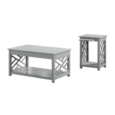 36" Middlebury Coffee Table and End Table with Tray Gray - Alaterre Furniture