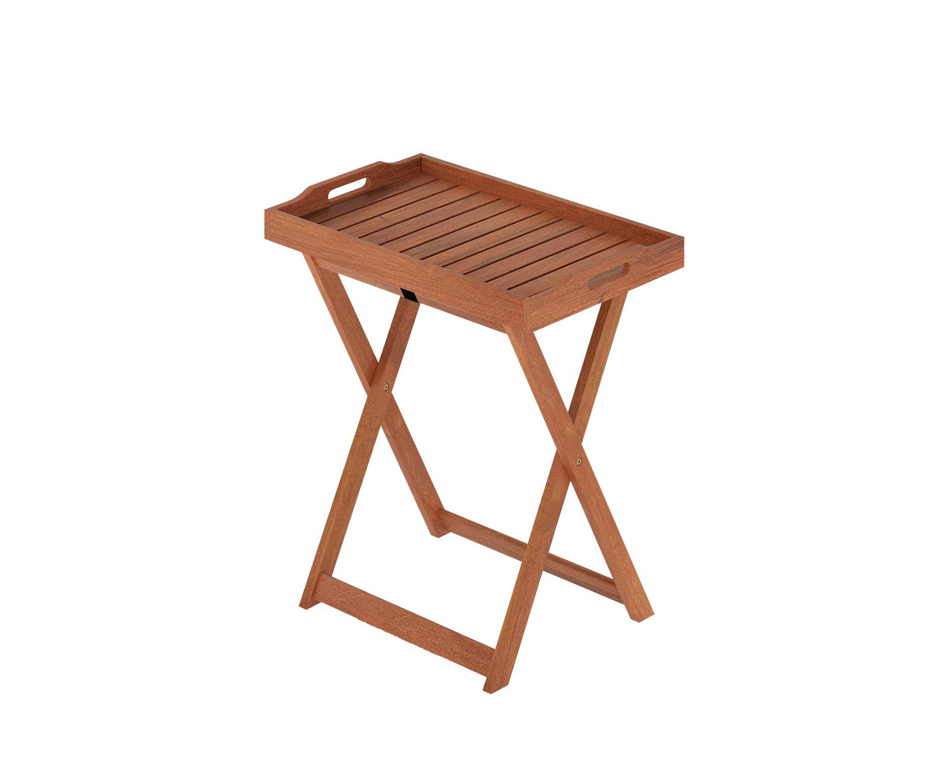 Gymax 1PC Outdoor Side Table Patio Solid Wood Folding Tray Table Rectangular Portable Bistro TV Tray with Removable Top Natural