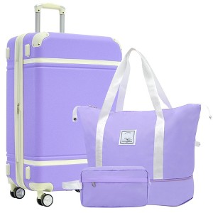 NAYSAYE Hardshell Luggage Set 28 Inch with Duffel Bag and Toiletry Bag Lightweight Suitcase Spinner Wheels TSA Lock, Purple, 20.1"*12.4"*30.3" - 1 of 4