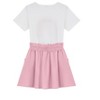 Girls 2pcs Cute Color Printed Short Sleeve Shirt and Elastic High Waist Bow A-line Skirt Sets - 2 of 4