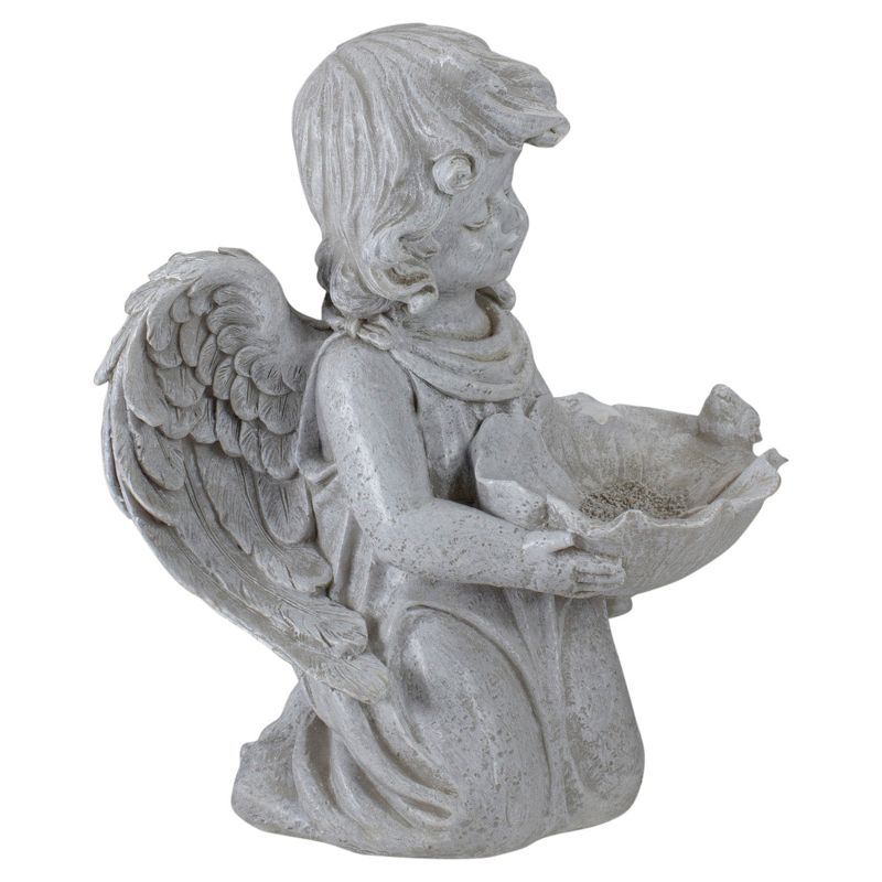 Northlight 9" Kneeling Angel with Flower Bird Feeder Outdoor Garden Statue, 3 of 6