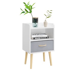 SEVOBAL Nightstands, Collapsible Fabric Drawer Nightstand with Two Storage Tiers for Bedroom and Living Room, White, 15.8"*11.8"*24.8" - 1 of 4