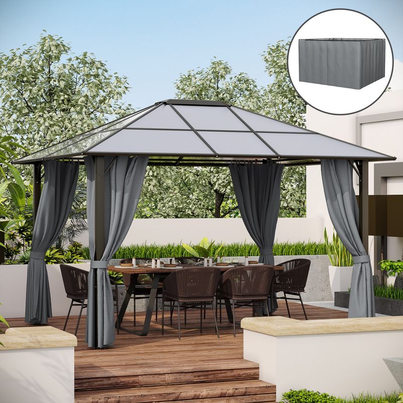 Outsunny Universal Gazebo Sidewall Set with 4 Panels, Hooks and C-Rings Included for Pergolas & Cabanas, 3 of 9