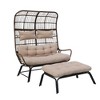 Indoor Outdoor Double Egg Chair with Ottoman Padded Cushions,Wicker Lounge Chair Deep Seating Chair with Footrests,Loveseat for Patio Porch Backyard - 2 of 4