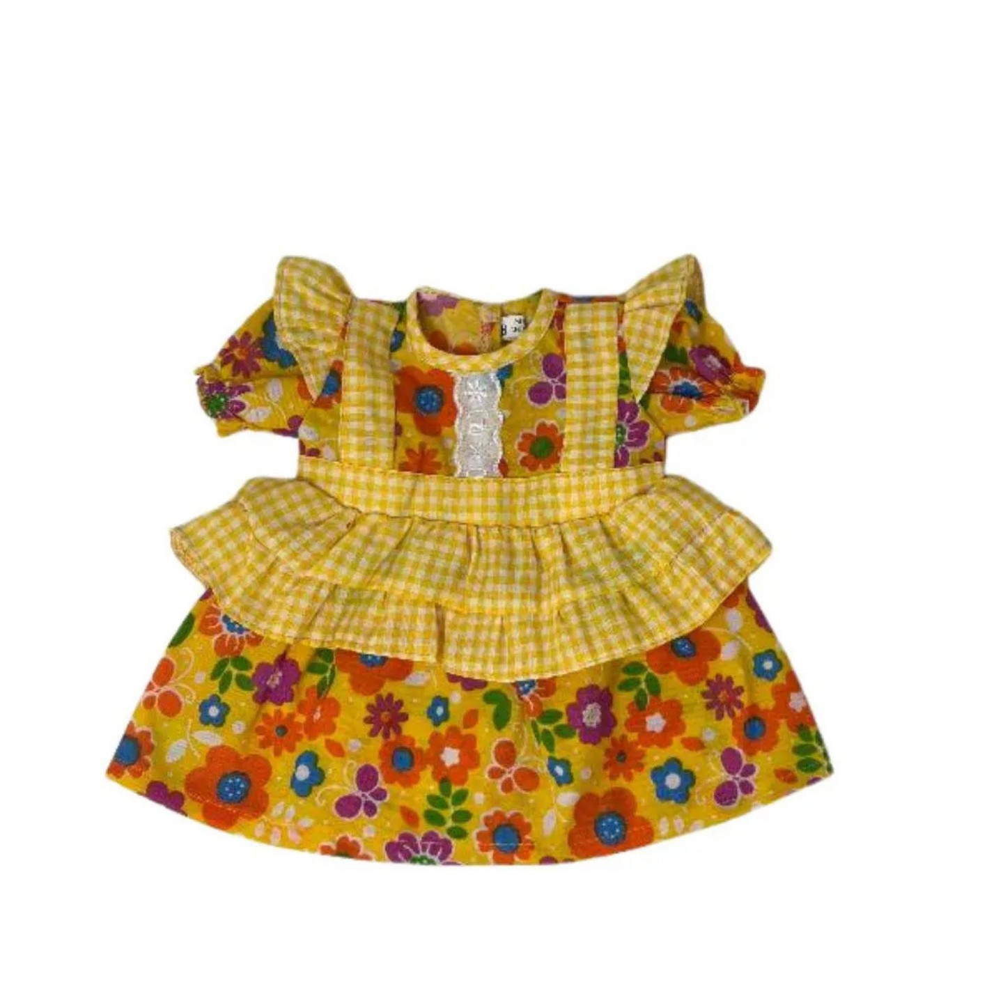Детские аксессуары для кукол Doll Clothes Superstore Bright Yellow Floral Ruffle Dress for 15 Inch Baby Dolls, цвет: Яркий жёлтый — фото 5