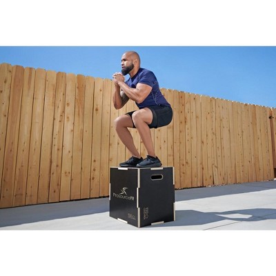 ProsourceFit Black 30x20x24 Non-Slip Wooden Plyometric Jump Box